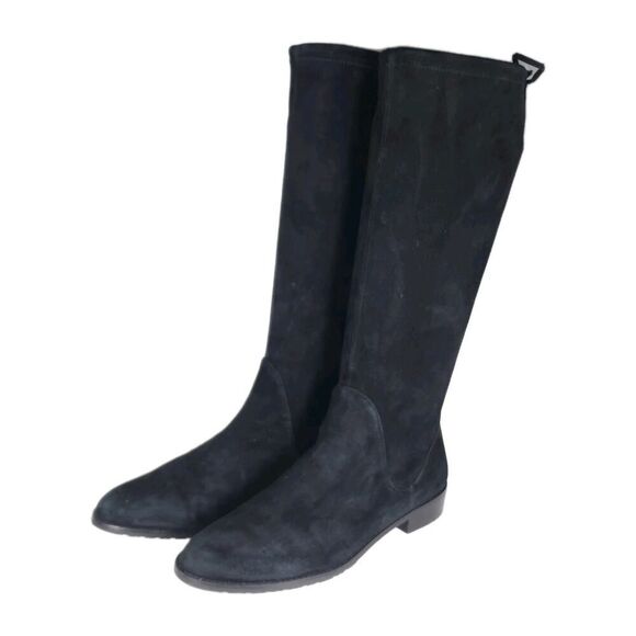 Stuart Weitzman Women's Lilene US 9 Black Suede Stretch Pull On Knee High Boots - Picture 1 of 16